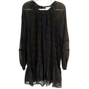ASOS DESIGN  Curve lace insert ruched mini smock dress. Black; Size 12